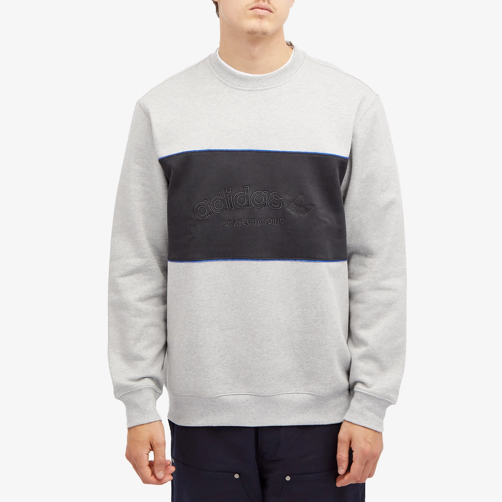 Adidas Originals Men's Skate Arched Crew Sweat Grey/Black/Blue